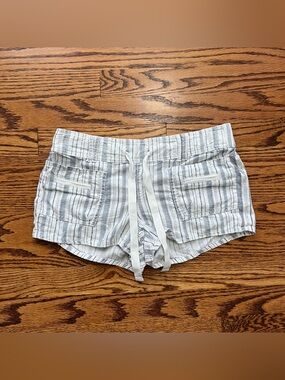 Striped White and Navy Women’s Drawstring Shorts